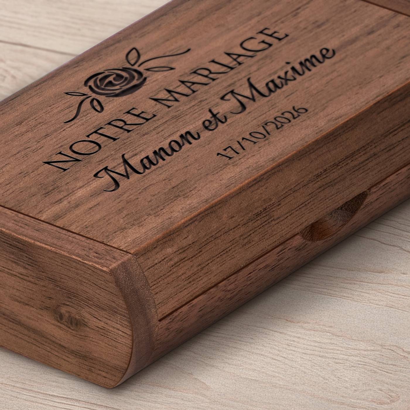 Murrano Wooden USB Drive with Magnetic Box - 64GB for Couples Wedding Gift