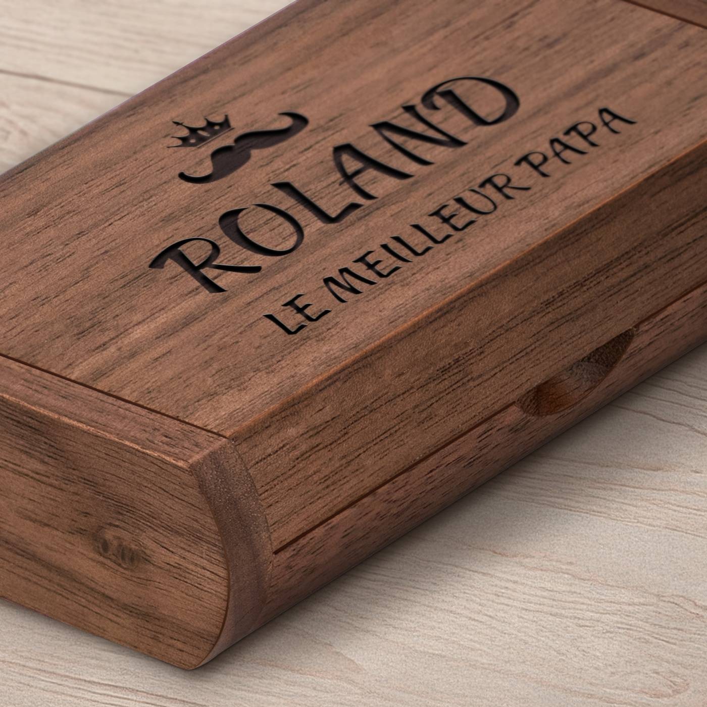 Clé USB en bois Murrano avec gravure laser - 64 Go dans une boîte magnétique