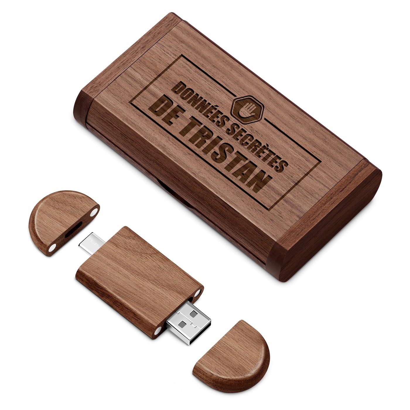 Clé USB en bois Murrano avec boîte magnétique - 64 Go