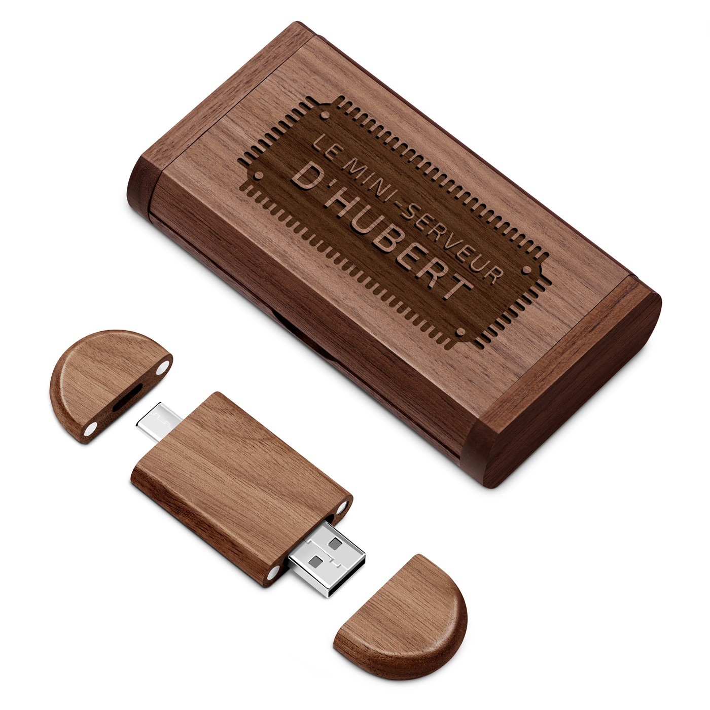 Clé USB en bois personnalisée Murrano 64 Go dans une boîte magnétique