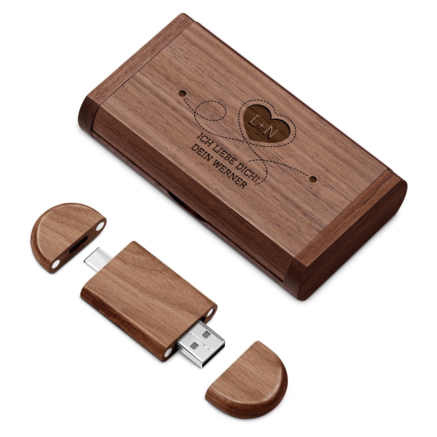Clé USB en bois personnalisée Murrano 64 Go dans une boîte magnétique pour femme