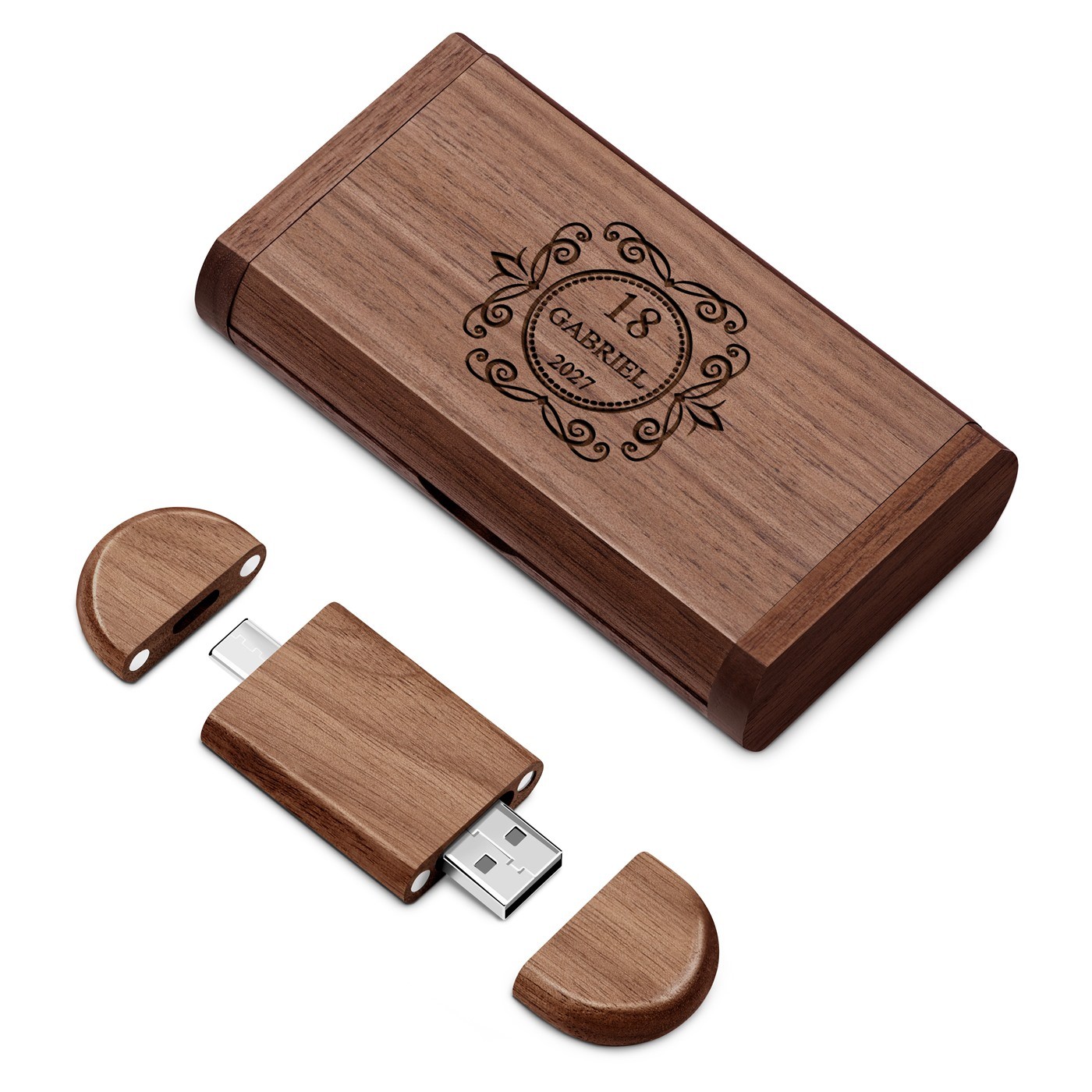 Clé USB en bois personnalisée Murrano 64 Go avec boîte magnétique