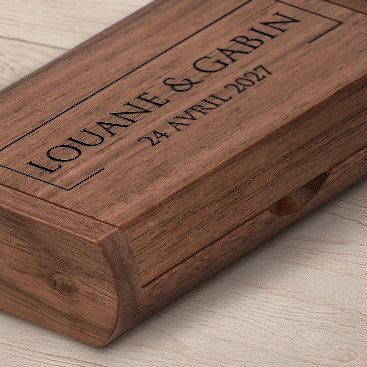 Clé USB en bois Murrano avec boîte magnétique - 64 Go pour lui et elle, cadeau de mariage