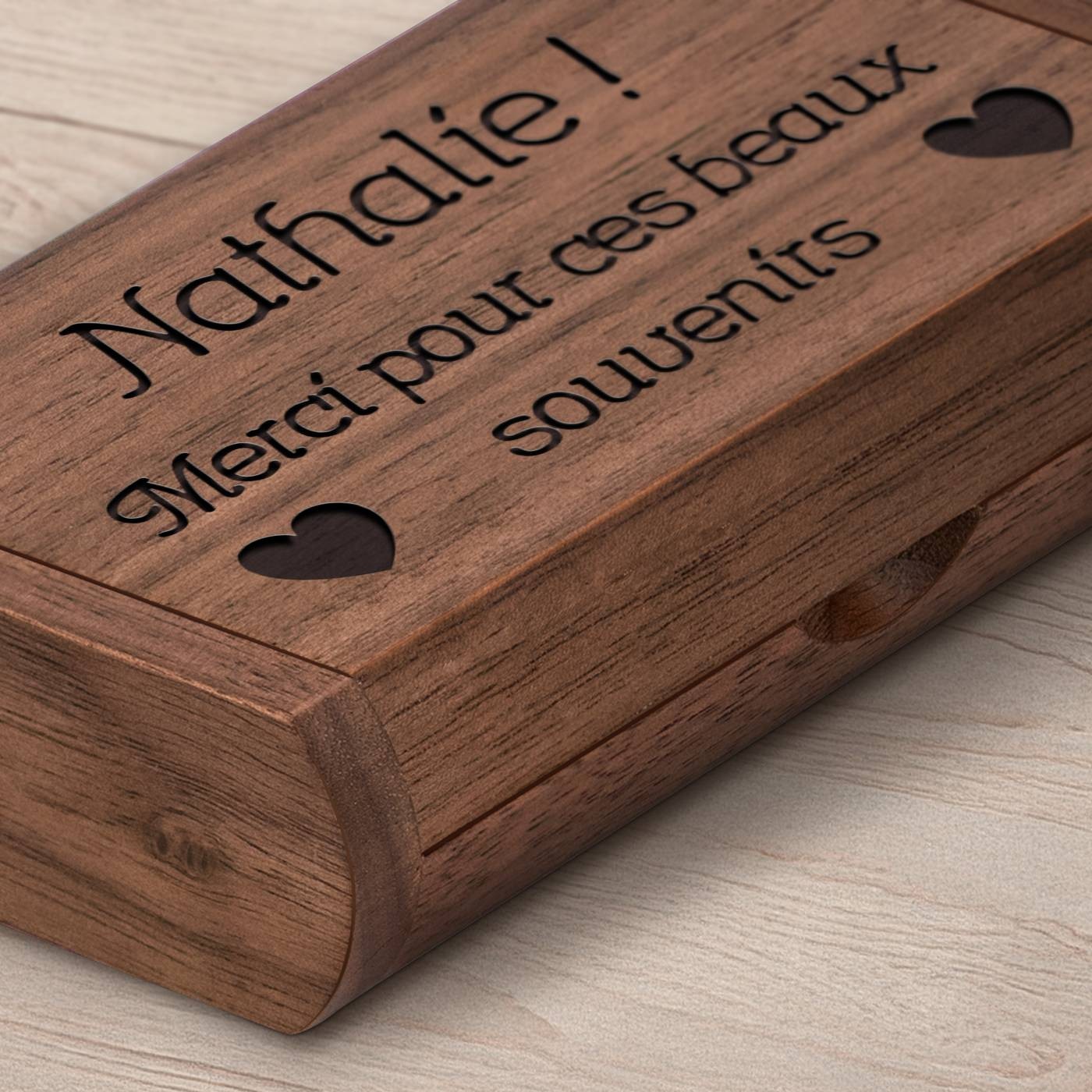 Clé USB personnalisée en bois Murrano 64 Go dans une boîte magnétique pour cadeau de remerciement à ma sœur