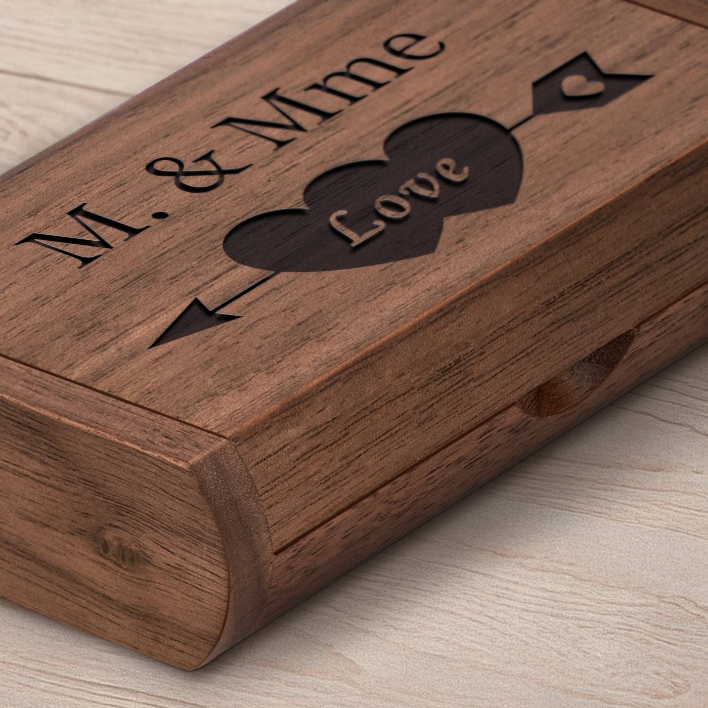 Clé USB en bois Murrano avec gravure laser et boîte magnétique (64 Go)