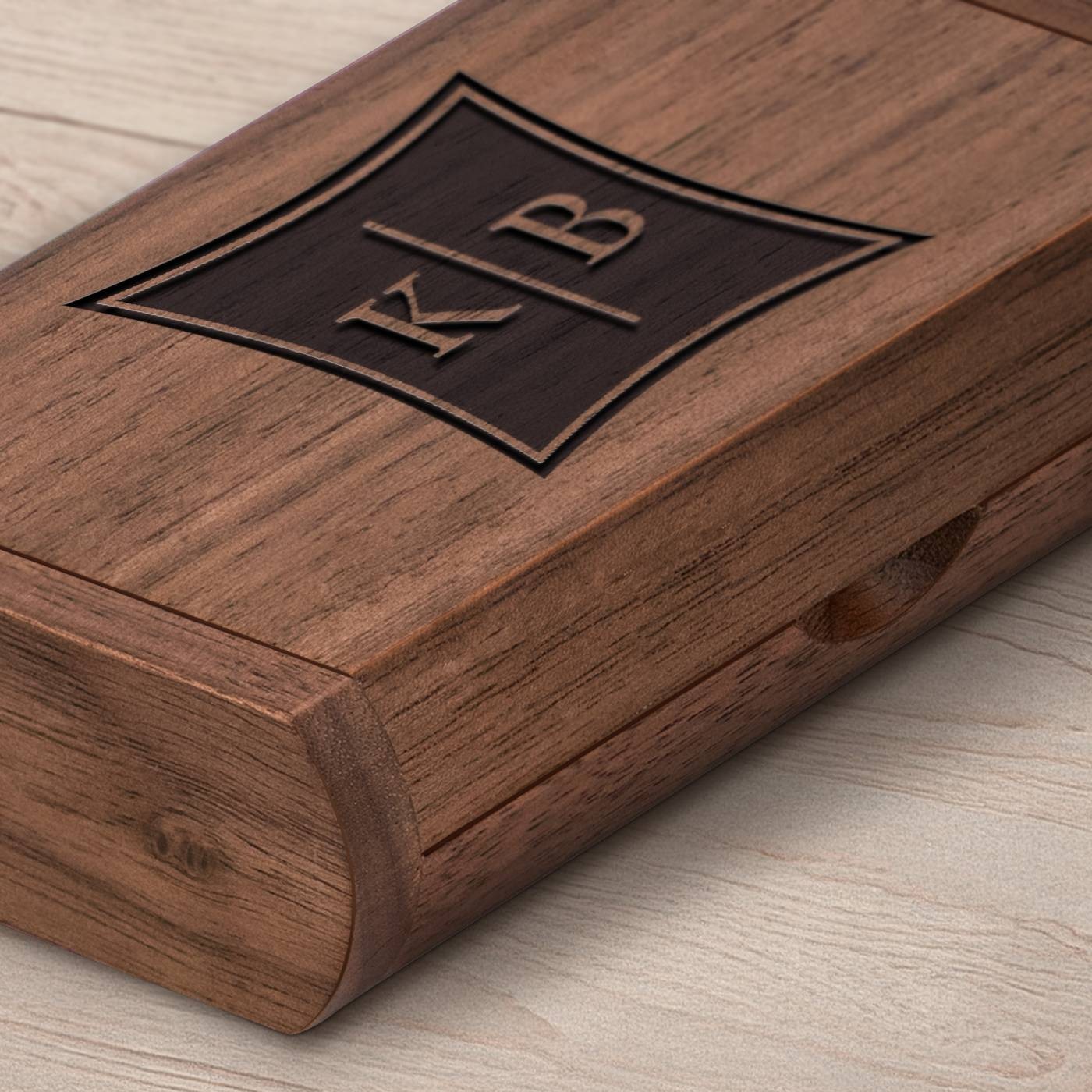 Clé USB en bois personnalisée Murrano 64 Go dans une boîte magnétique pour un cadeau de mariage pour couple