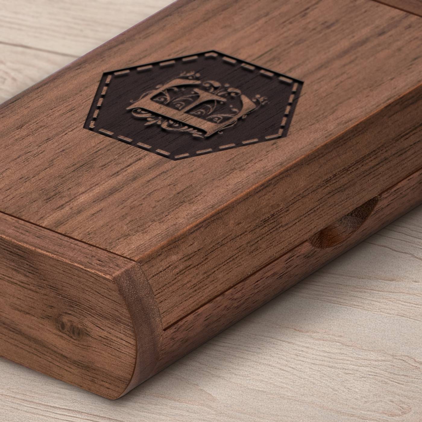 Clé USB en bois Murrano avec gravure laser - 64 Go dans une boîte magnétique