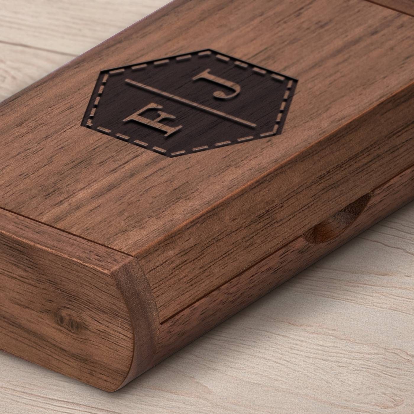 Clé USB personnalisée en bois de Murrano de 64 Go dans une boîte magnétique