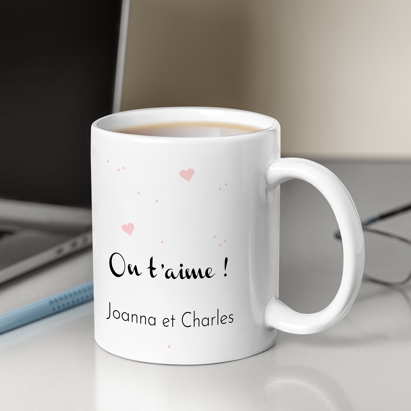 Taza de cerámica blanca Murrano con impresión para el Día de las Madres