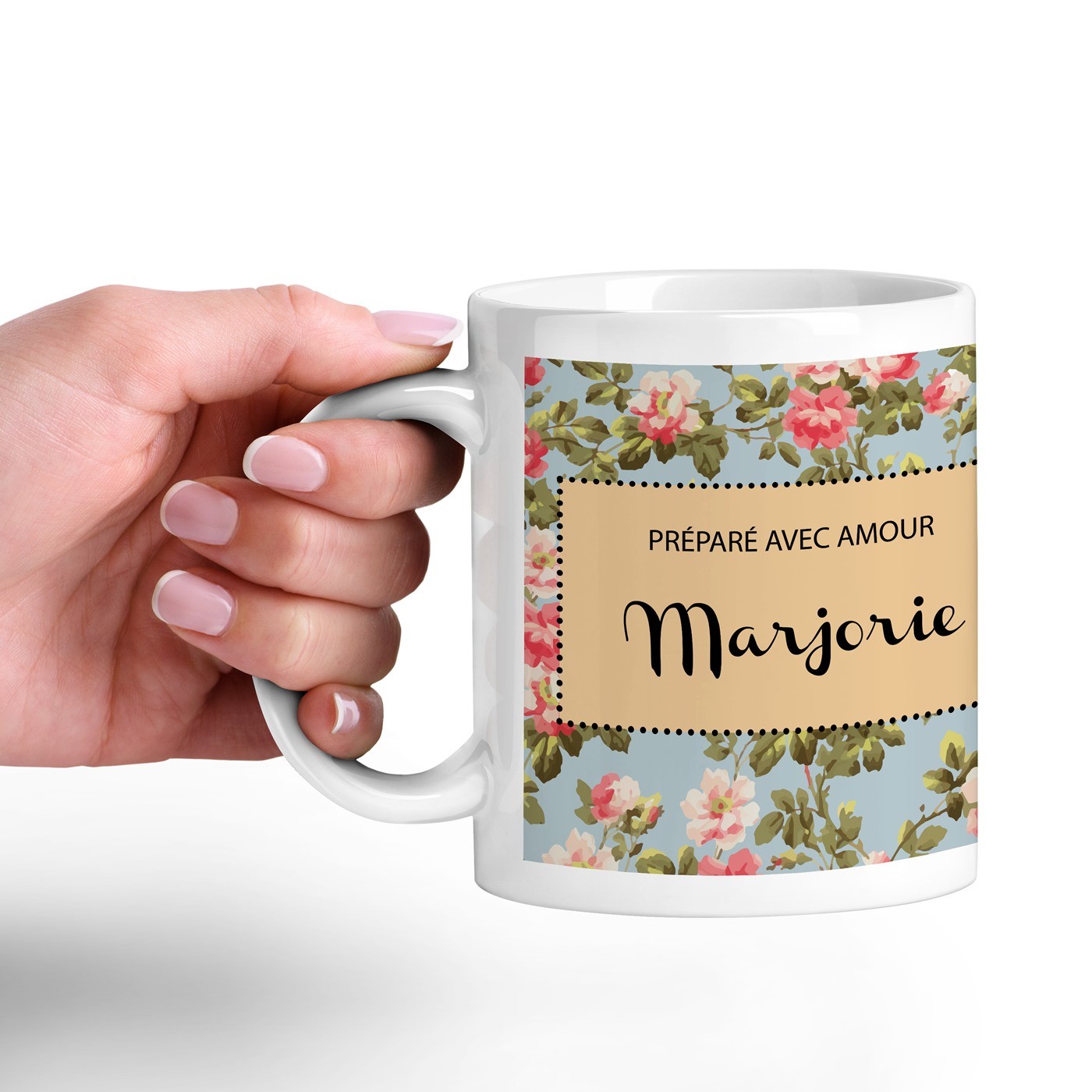Mug de cerámica Murrano con impresión de flores de cumpleaños para ella