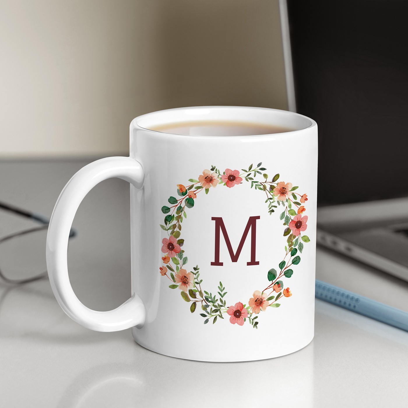 Mug de cerámica blanca Murrano con impresión personalizada para el aniversario de una mujer