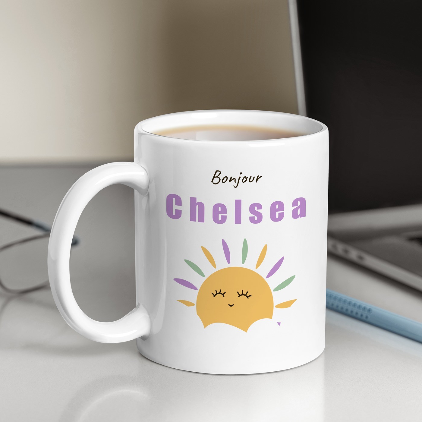 Mug de cerámica Murrano con impresión personalizada - ¡Que tengas un buen día, mujer!