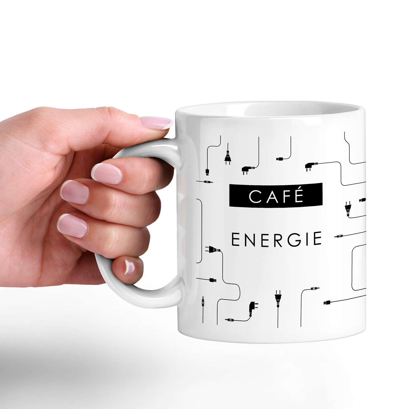 Taza de cerámica blanca Murrano con impresión para el cumpleaños de un informático