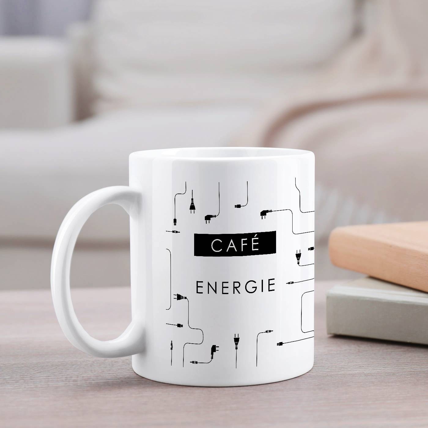 Taza de cerámica blanca Murrano con impresión para el cumpleaños de un informático