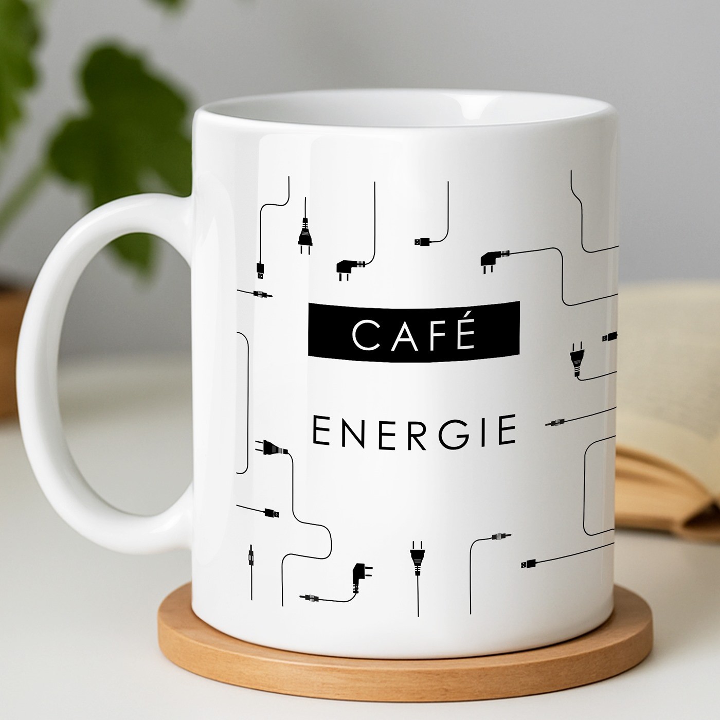 Taza de cerámica blanca Murrano con impresión para el cumpleaños de un informático