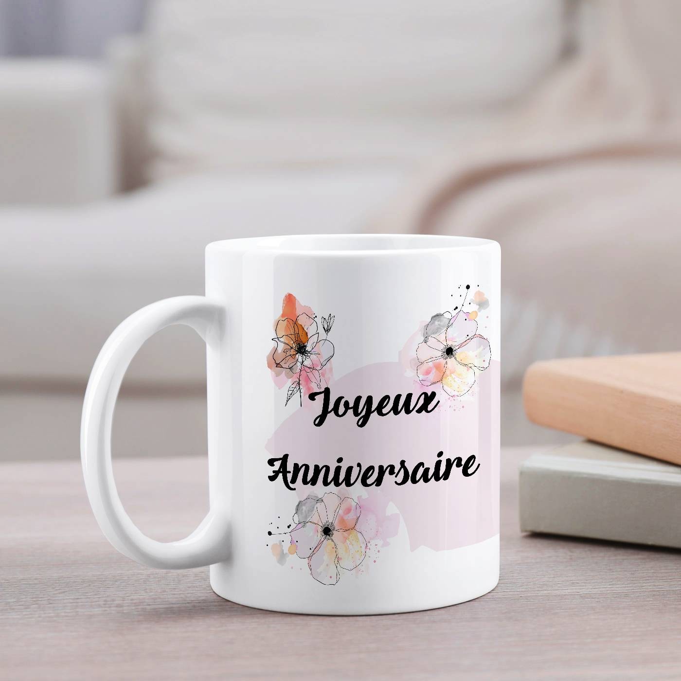 Mug de cerámica blanca Murrano con impresión para el aniversario de mi hermana