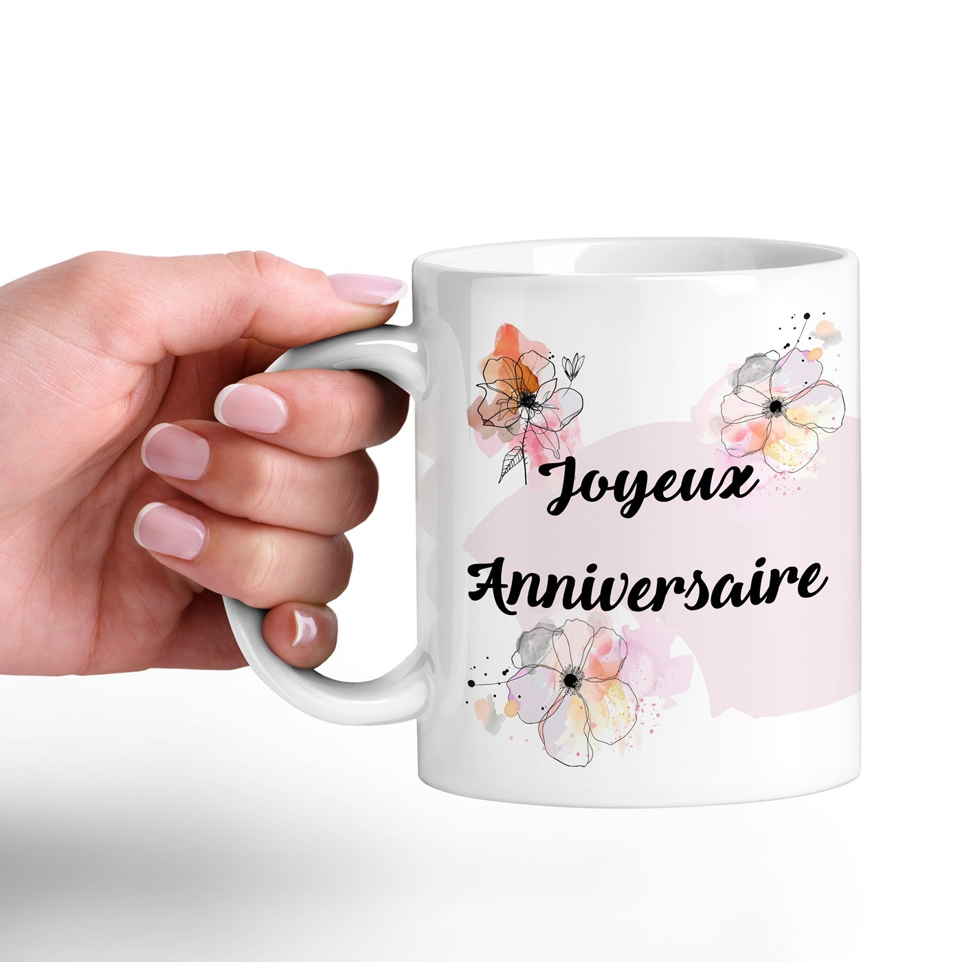 Mug de cerámica blanca Murrano con impresión para el aniversario de mi hermana