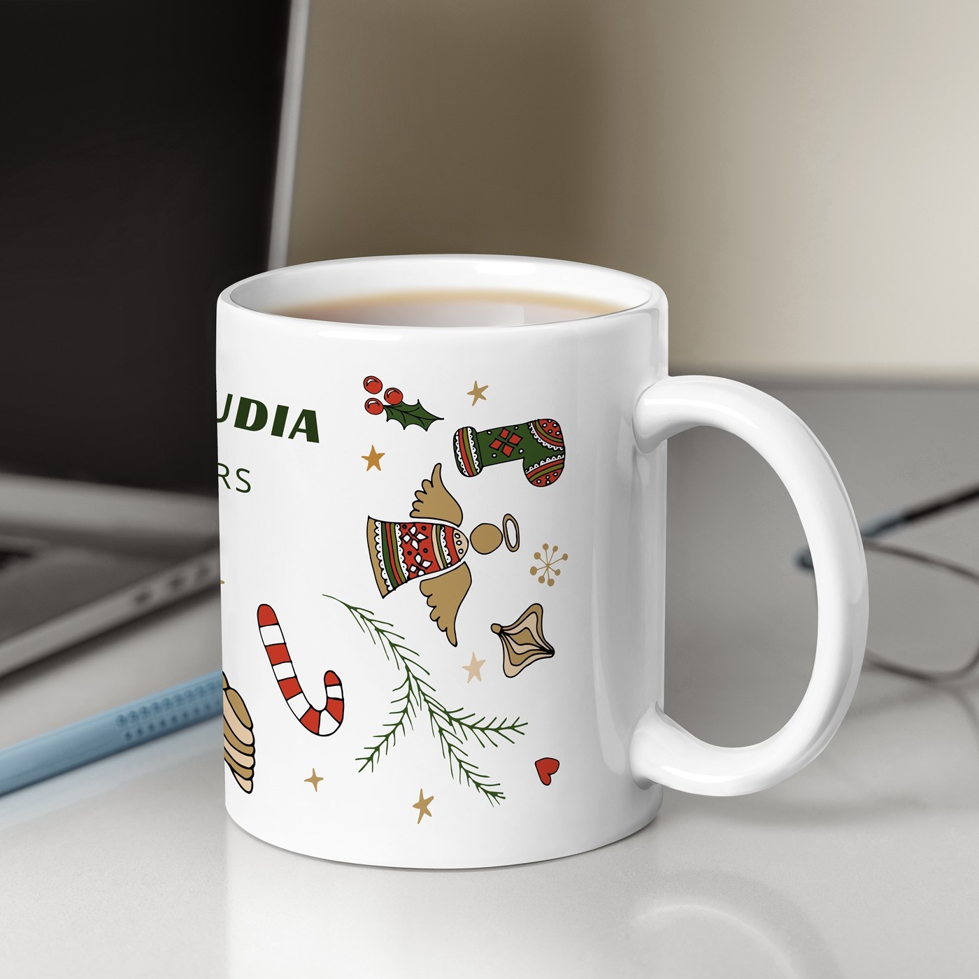 Taza de cerámica Murrano personalizada para mujer - Esposa, Navidad