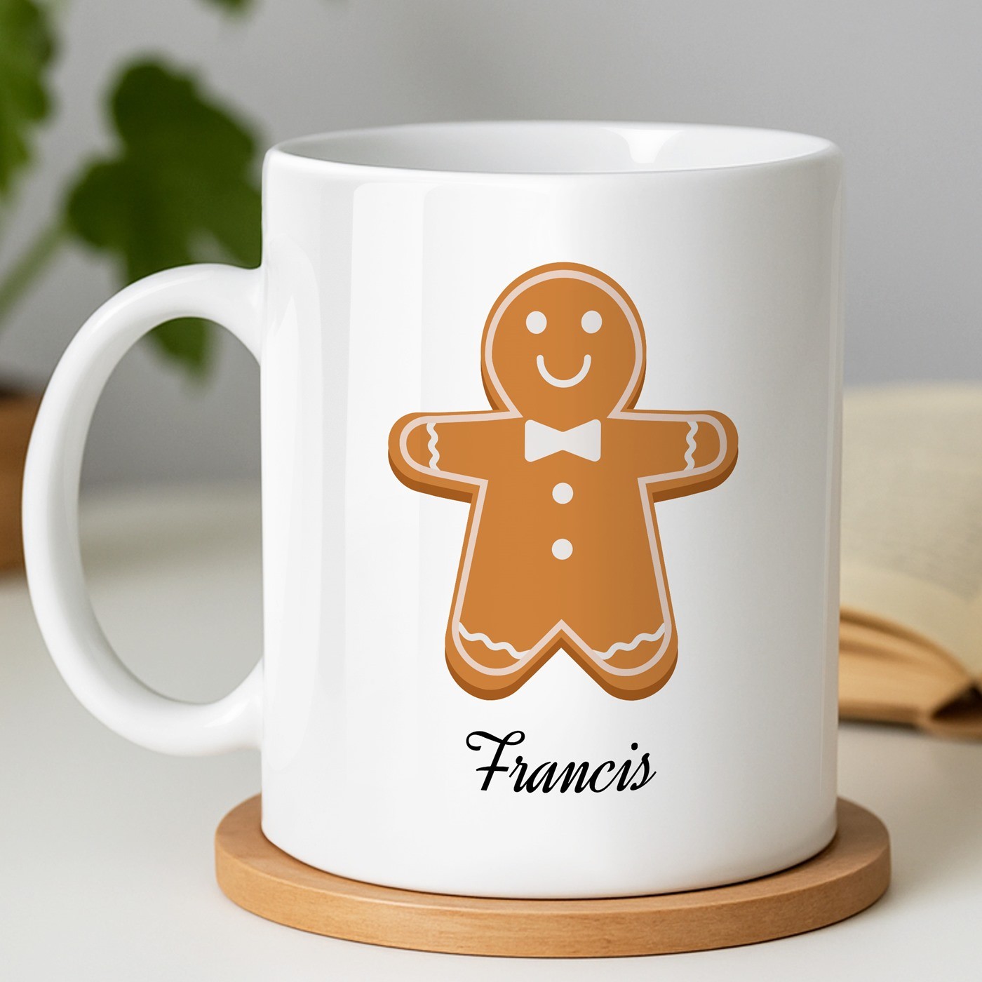Mug de cerámica Murrano con impresión de pan de especias Navidad para hombres