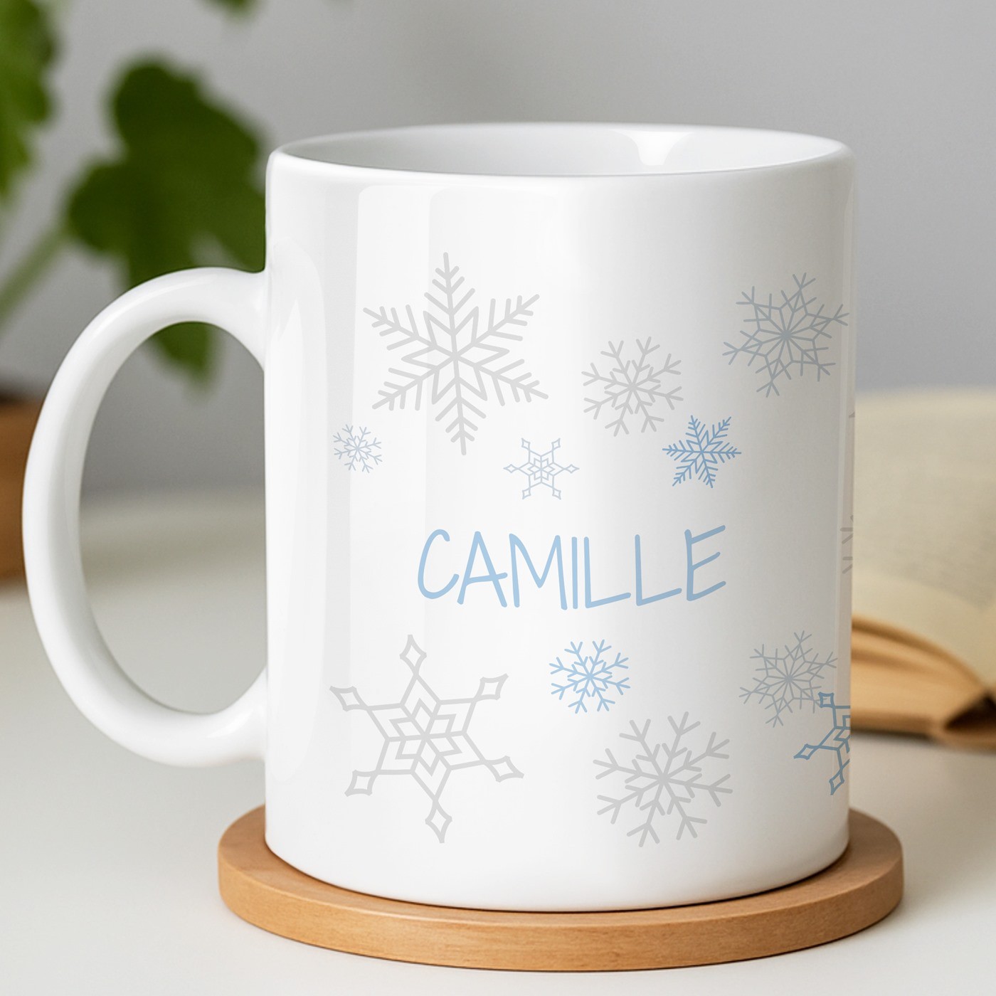 Taza de cerámica blanca Murrano con impresión personalizada para novia de Navidad