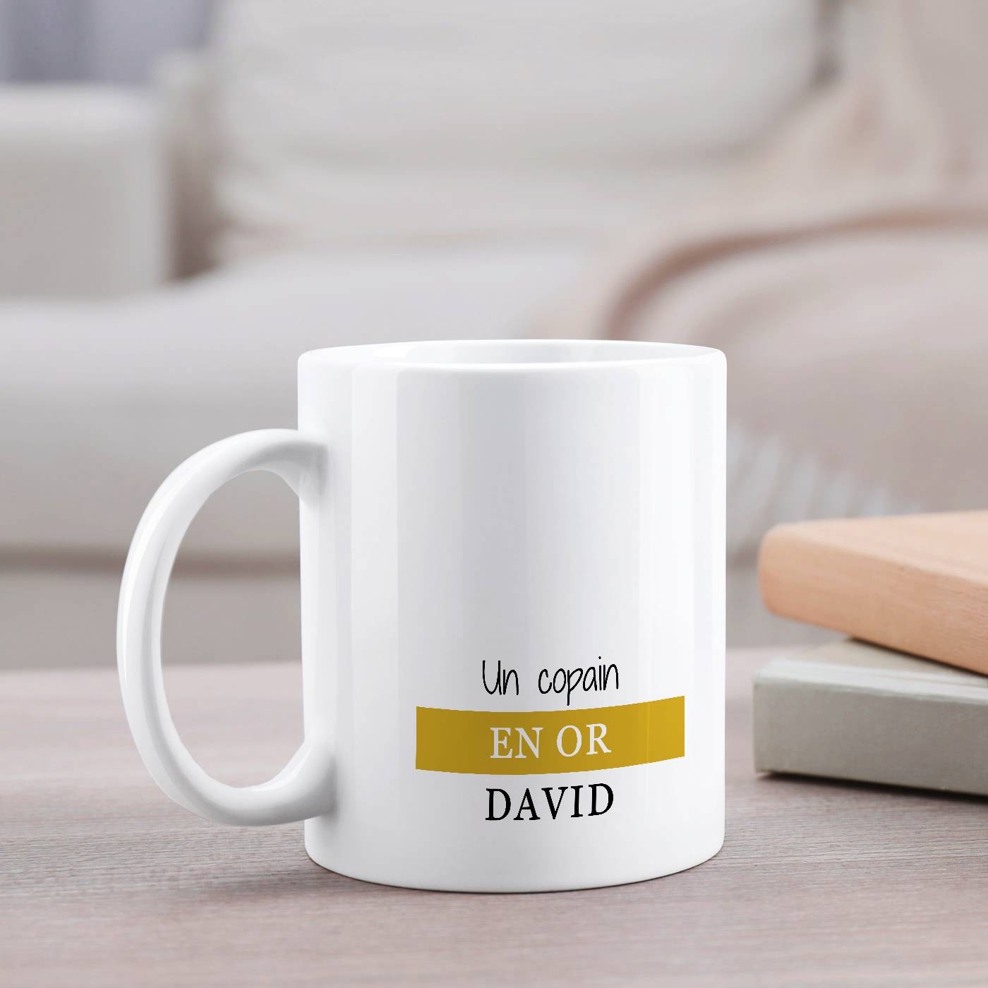 Taza de cerámica blanca Murrano con impresión personalizada para el aniversario de un amigo