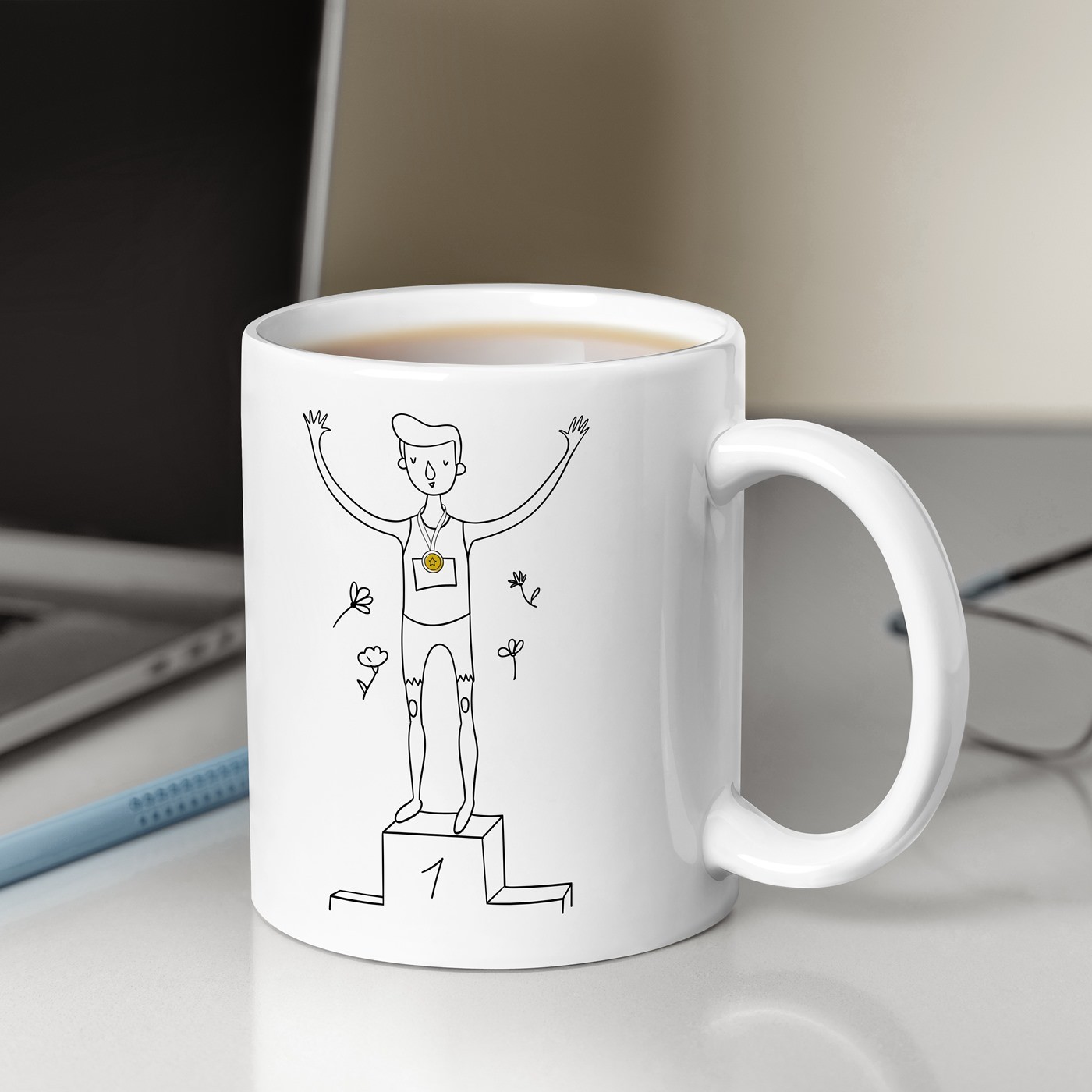 Taza de cerámica blanca Murrano con impresión personalizada para el aniversario de un amigo