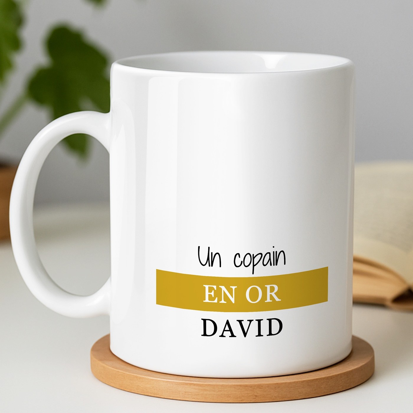 Taza de cerámica blanca Murrano con impresión personalizada para el aniversario de un amigo