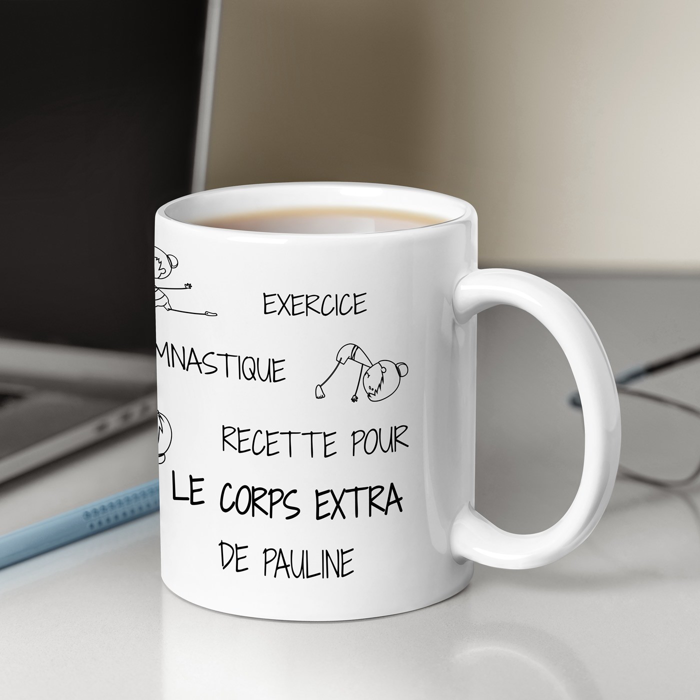 Mug de cerámica Murrano con impresión de mujer entrenadora de fitness