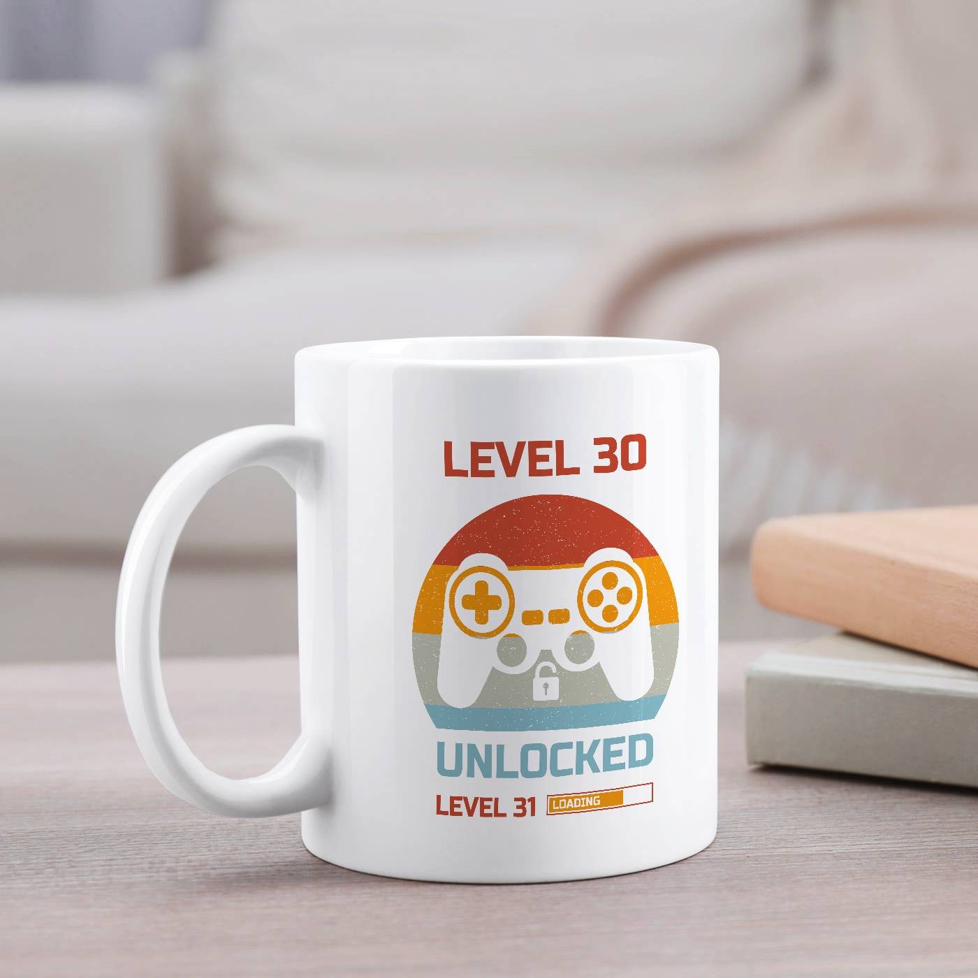 Taza de cerámica blanca Murrano con impresión de videojuegos para hombre de 30 años