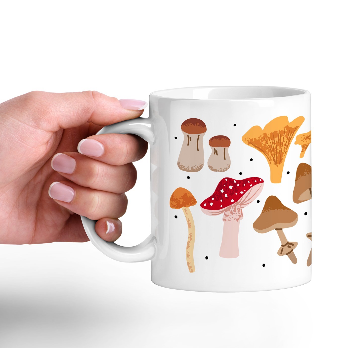 Taza de cerámica Murrano con impresión de recogida de setas para ella