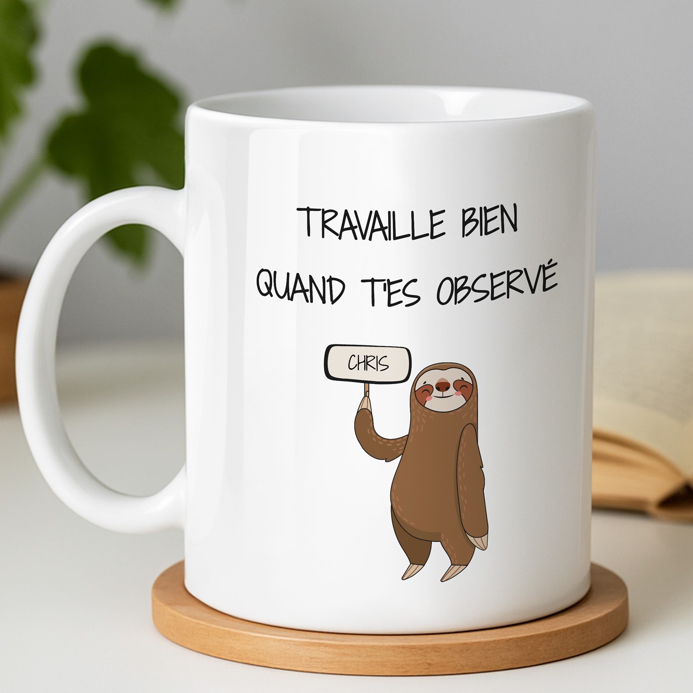 Taza de cerámica blanca Murrano con impresión para compañero de trabajo