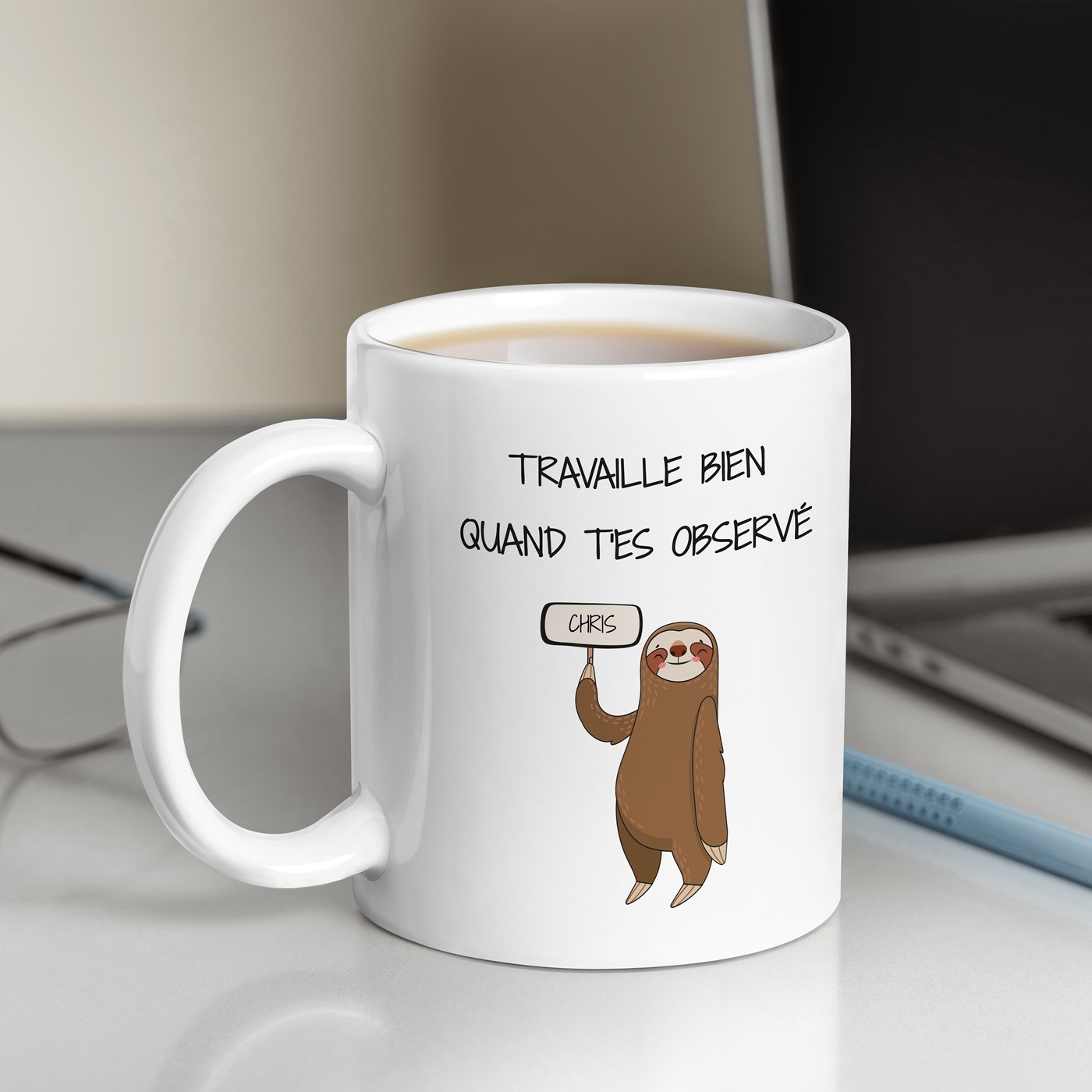Murrano Ceramic White Mug with Print for Workmate