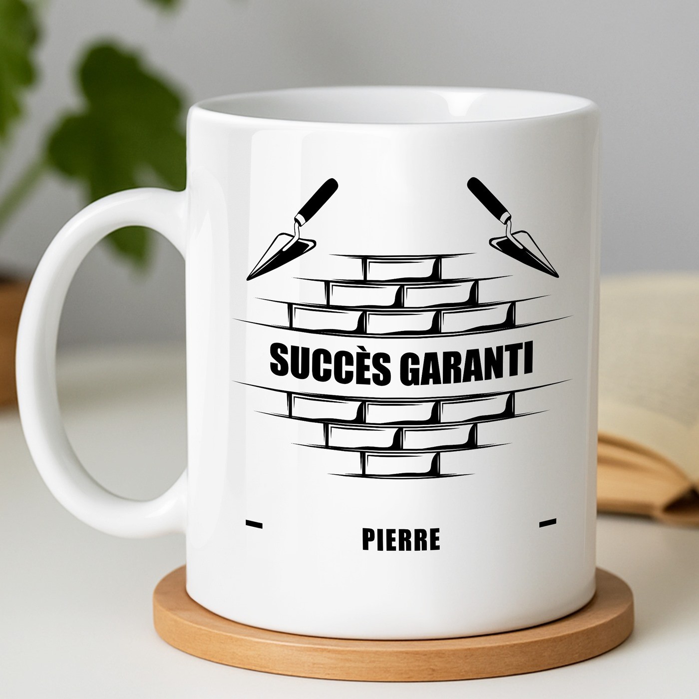 Mug de cerámica blanco Murrano con impresión para padre construcción