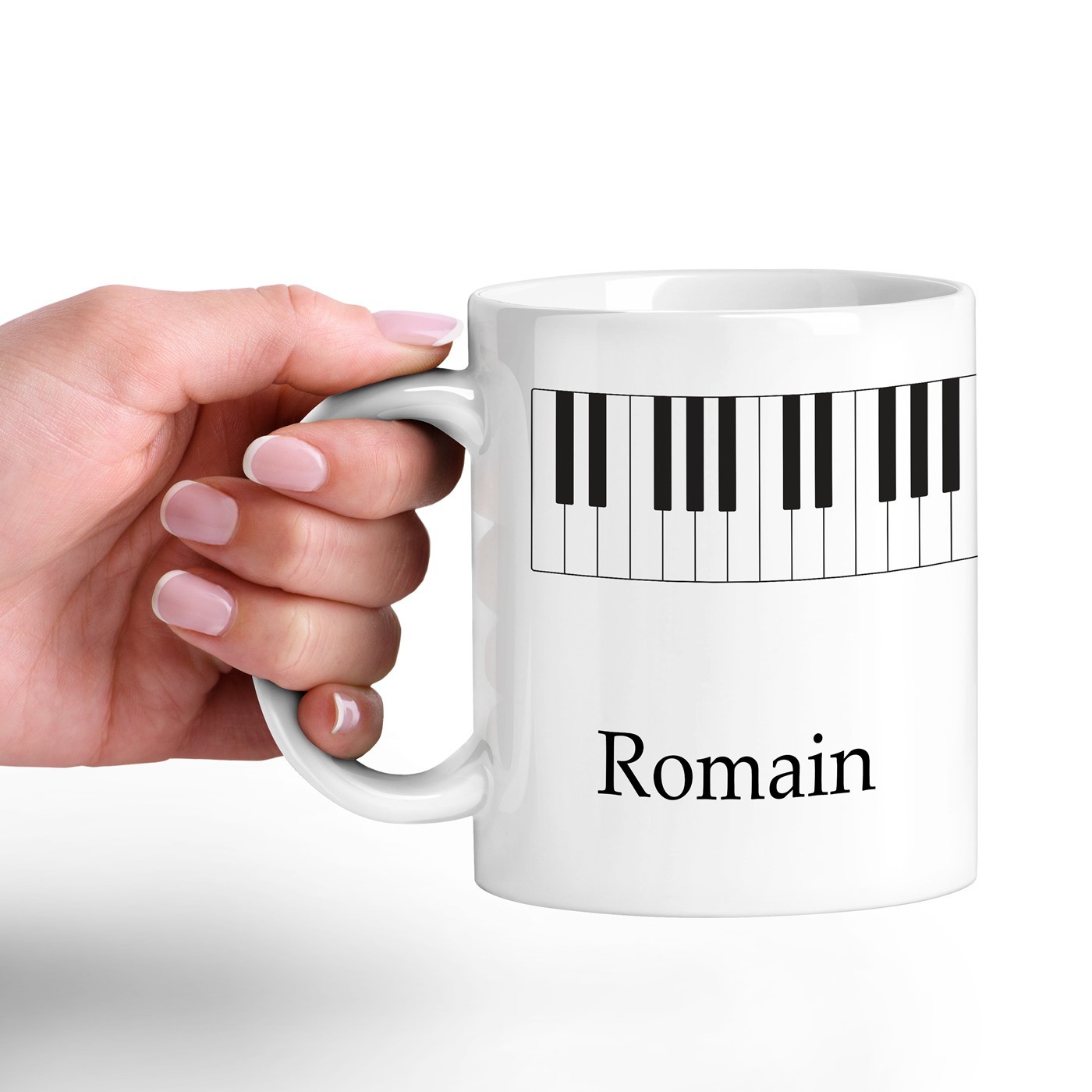 Taza de cerámica Murrano con impresión músico pianista - Blanca
