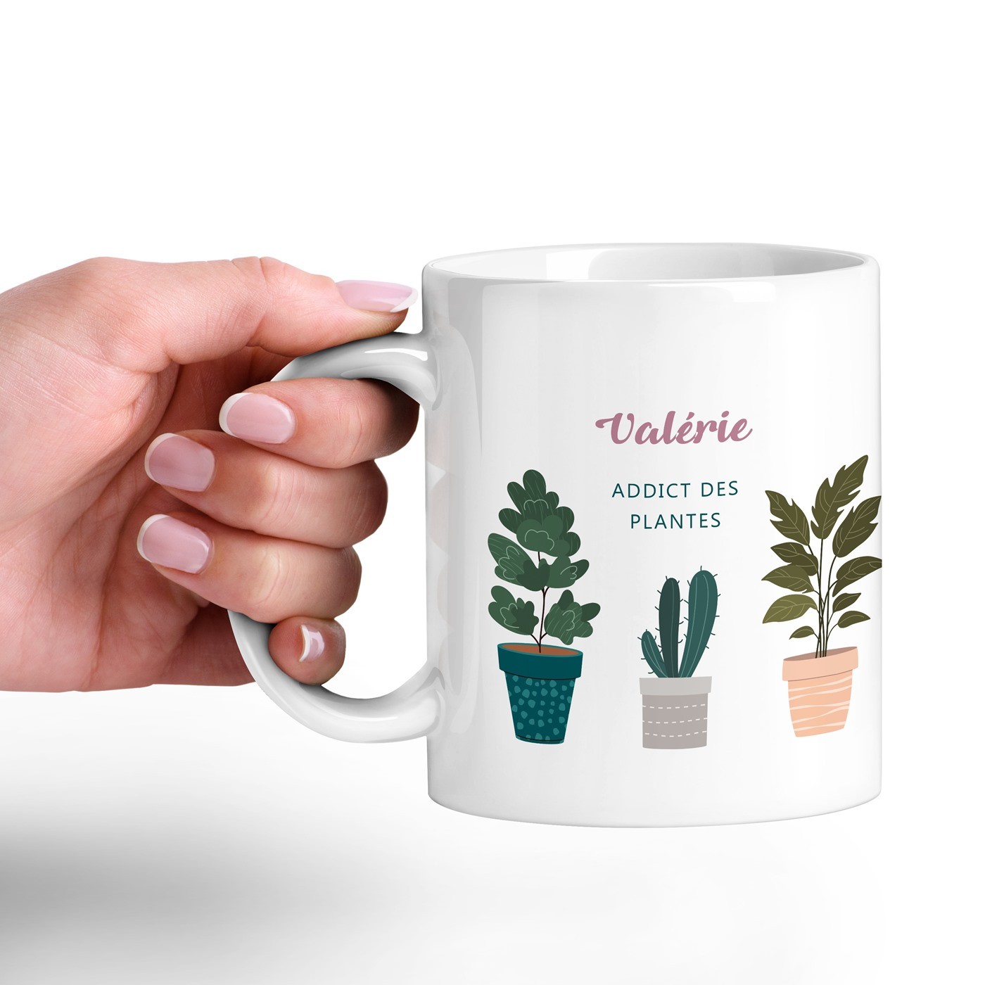 Mug de cerámica blanca Murrano con impresión para jardinera femenina