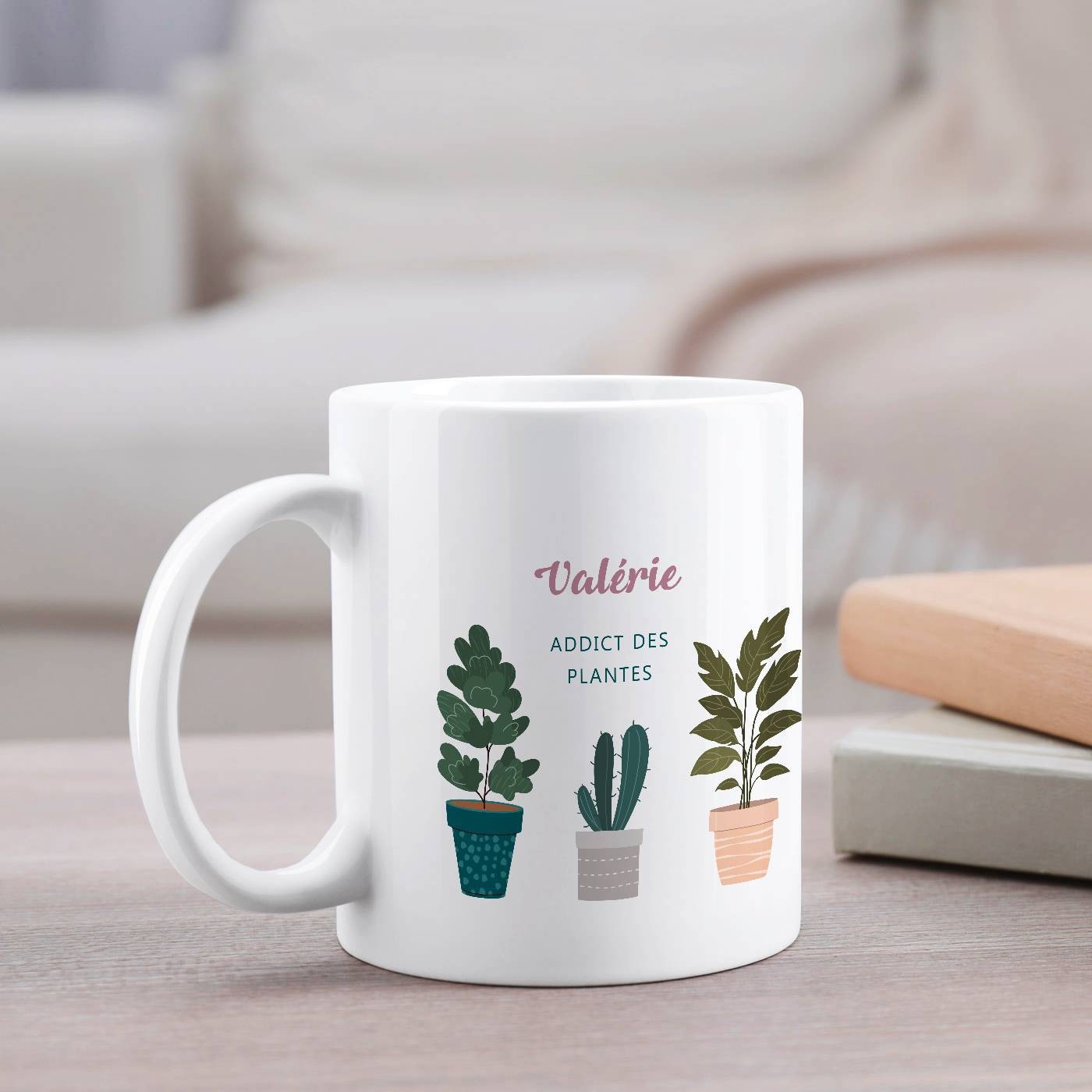 Mug de cerámica blanca Murrano con impresión para jardinera femenina