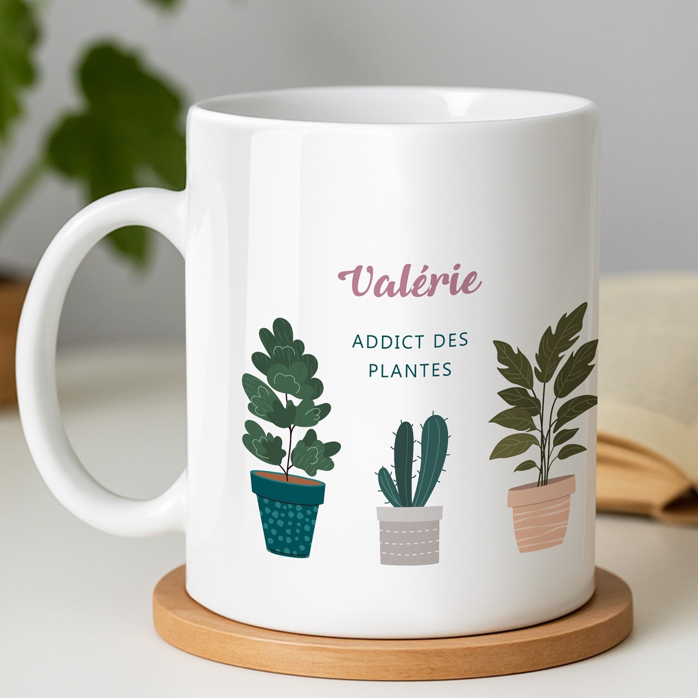Mug de cerámica blanca Murrano con impresión para jardinera femenina
