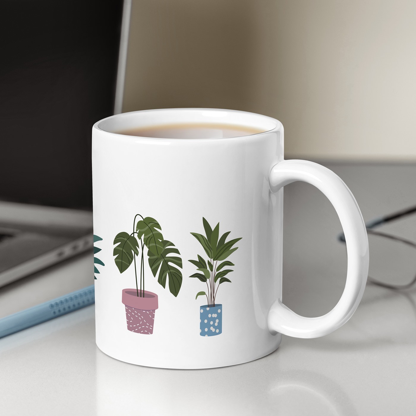 Mug de cerámica blanca Murrano con impresión para jardinera femenina