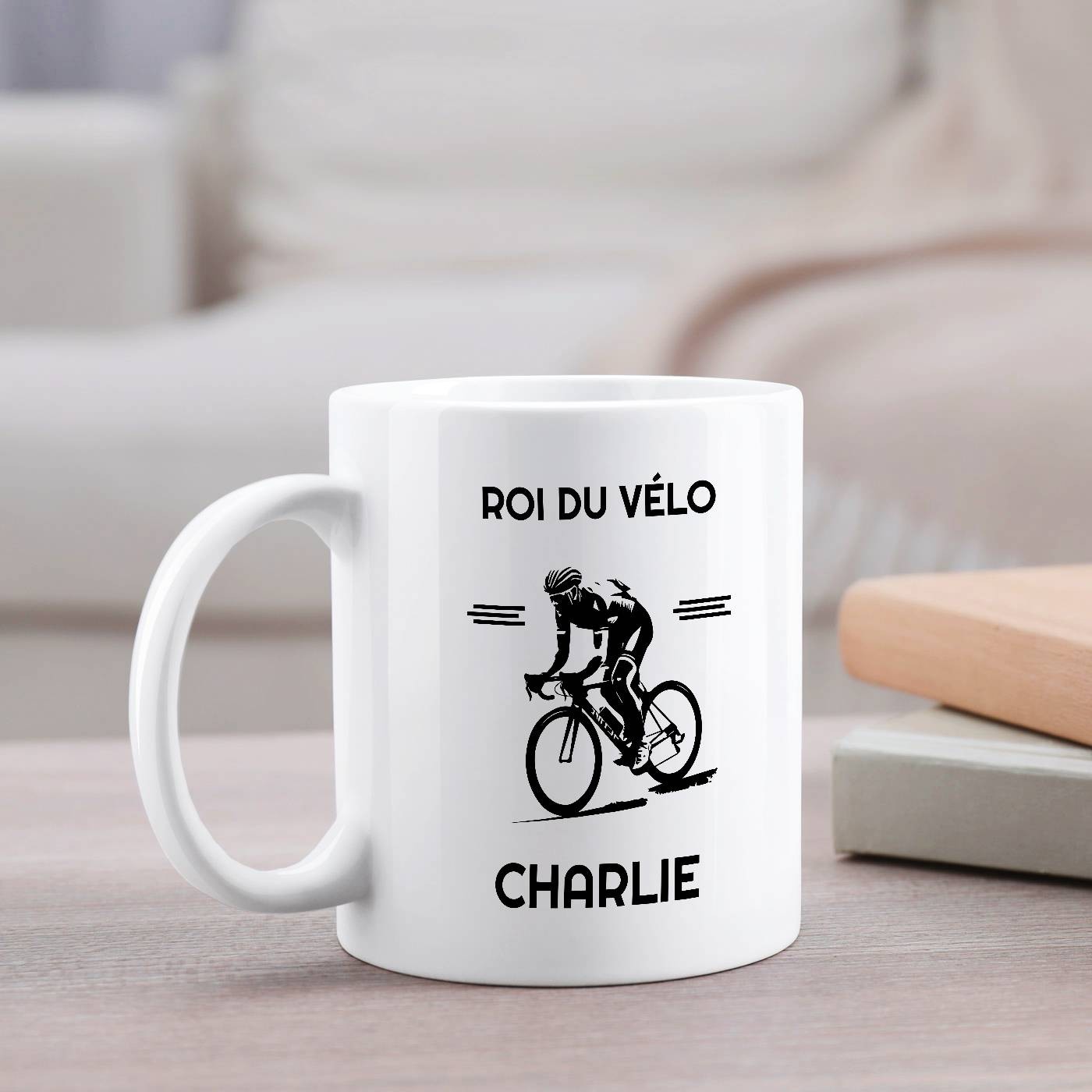 Mug de cerámica blanca Murrano con impresión de ciclismo para hombres