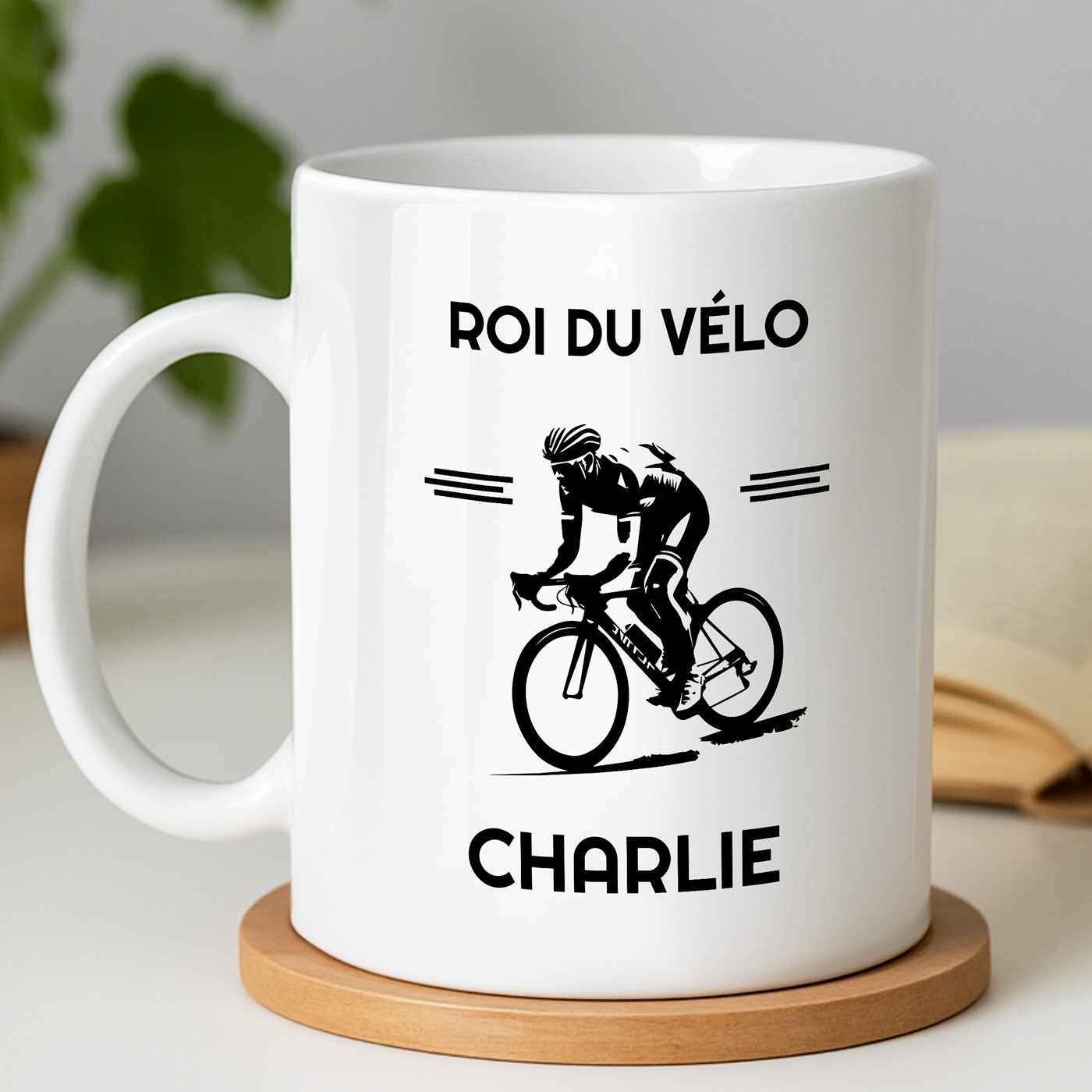 Mug de cerámica blanca Murrano con impresión de ciclismo para hombres