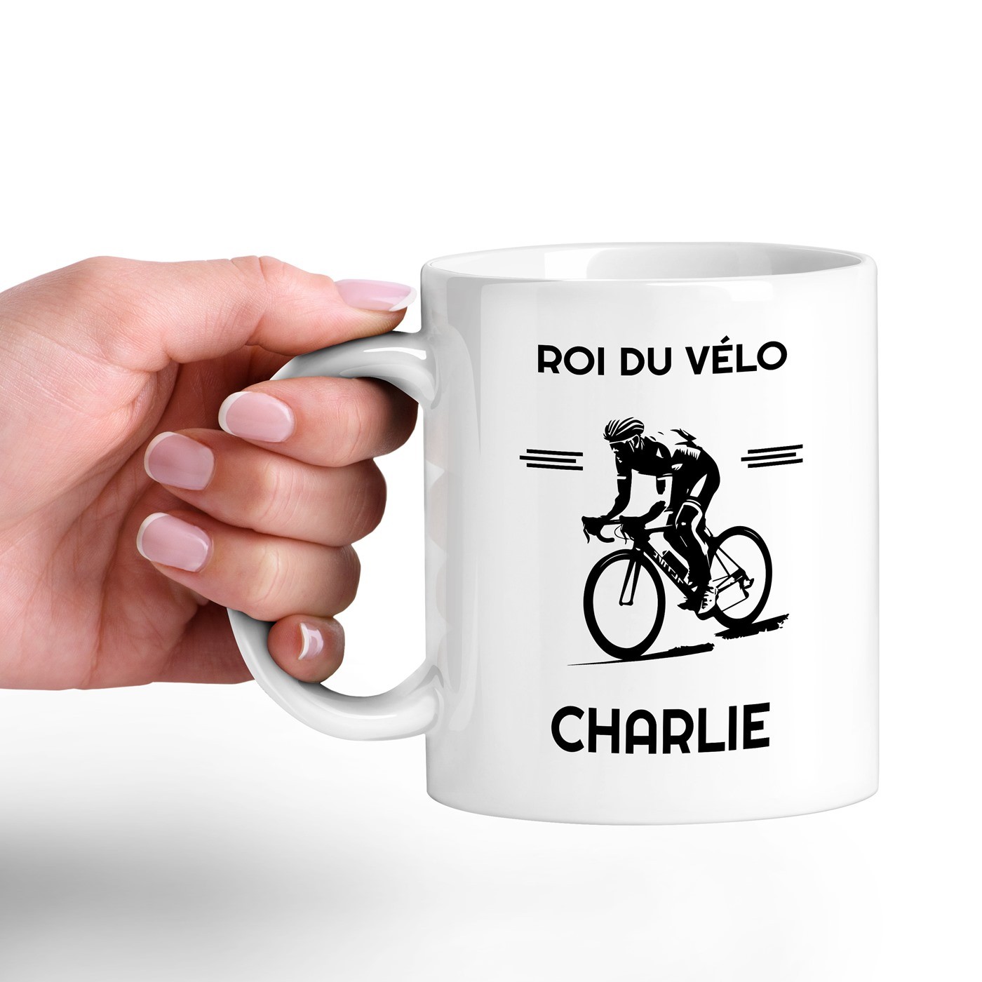 Mug de cerámica blanca Murrano con impresión de ciclismo para hombres