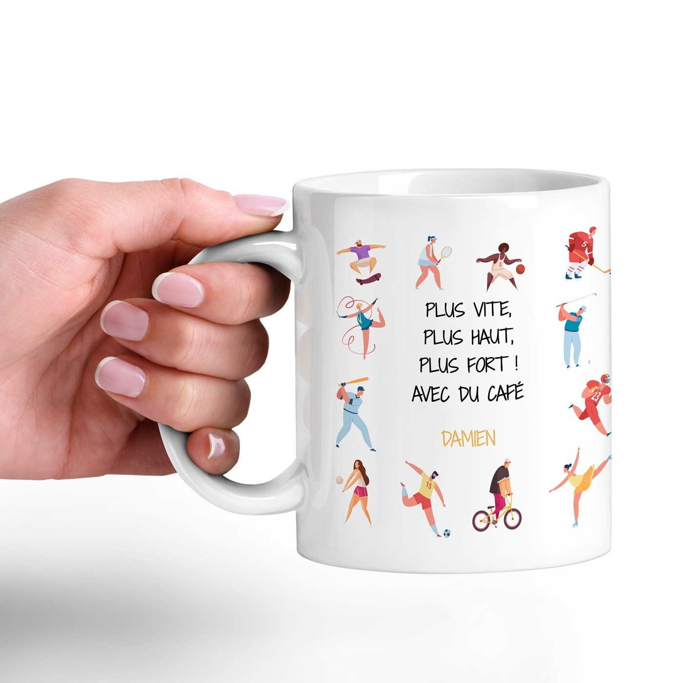 Murrano Ceramic White Mug with Print for Sports Enthusiast