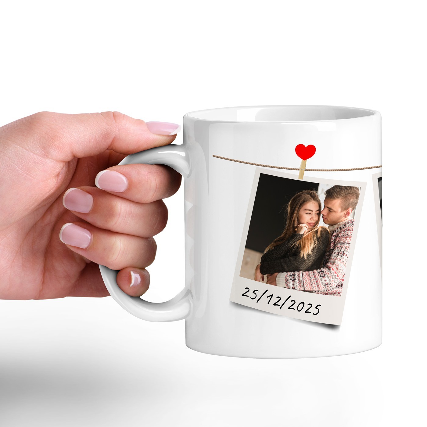 Mug de cerámica blanca Murrano con foto para el aniversario o la boda de una pareja