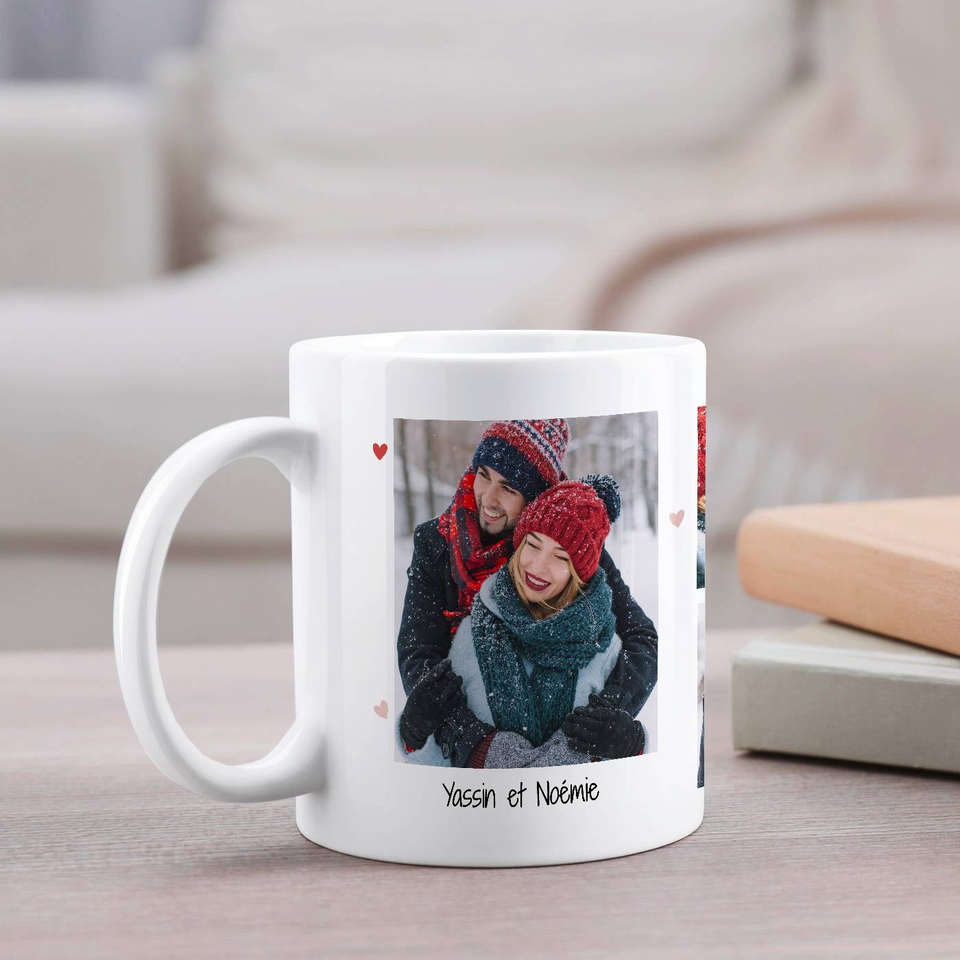 Mug de cerámica blanca Murrano con foto para novia del Día de San Valentín