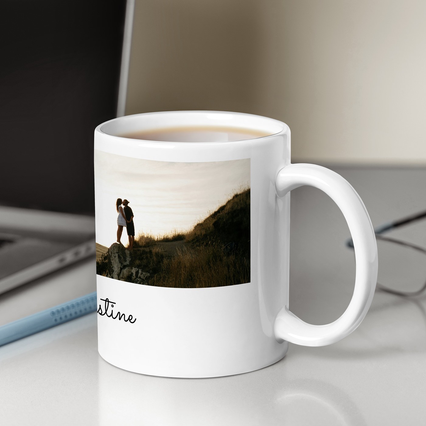 Tasse en céramique blanche Murrano avec photo pour anniversaire ou cadeau de mariage