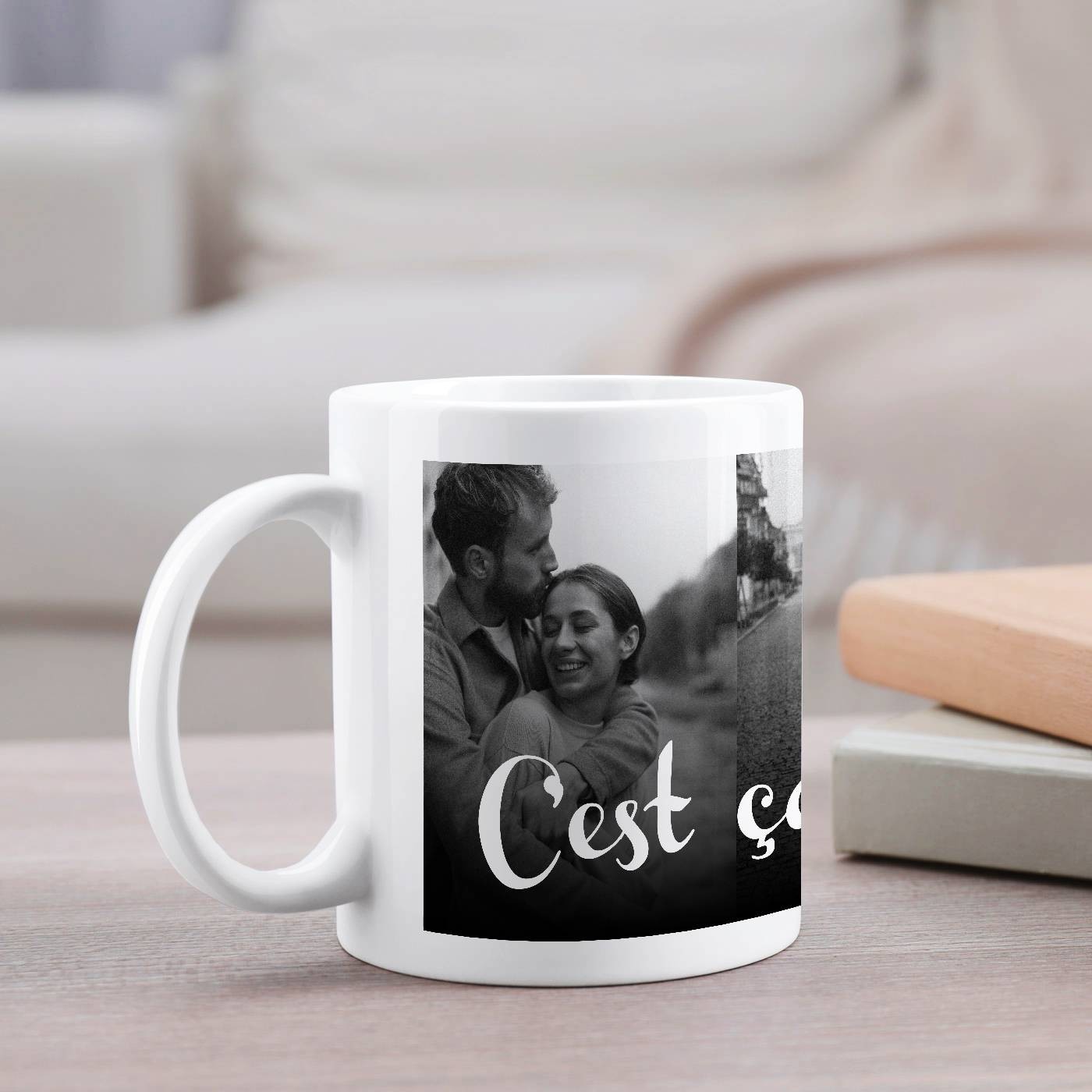Mug de cerámica Murrano con foto para esposa esposo aniversario boda