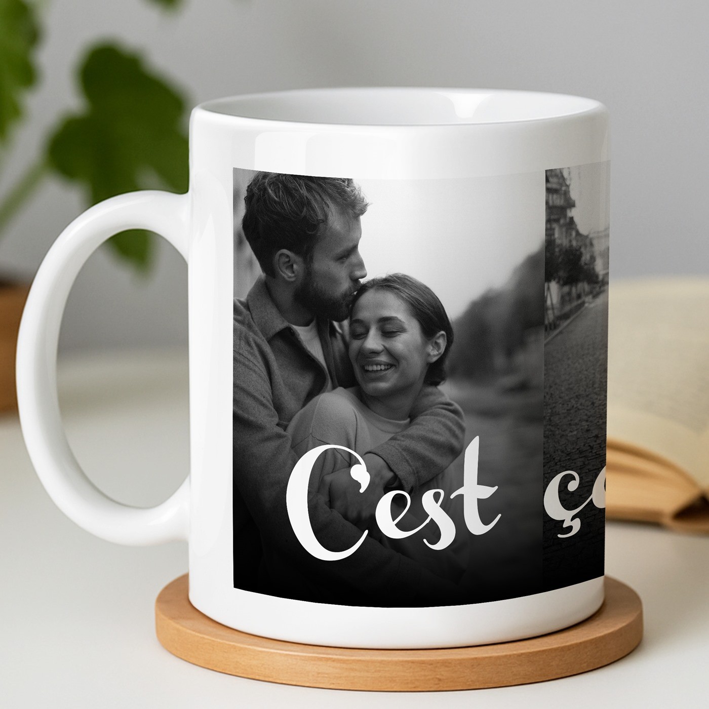 Mug de cerámica Murrano con foto para esposa esposo aniversario boda