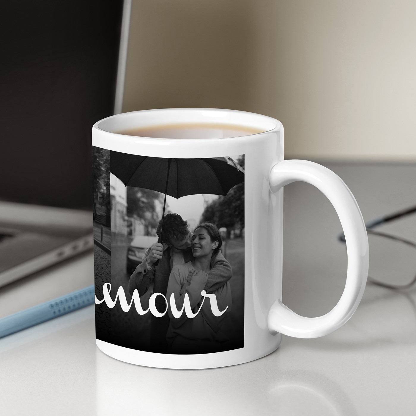 Mug de cerámica Murrano con foto para esposa esposo aniversario boda