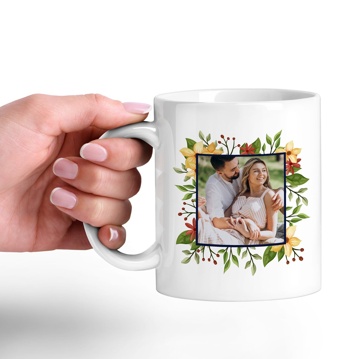 Mug de cerámica blanca Murrano con foto para el aniversario de mi esposa