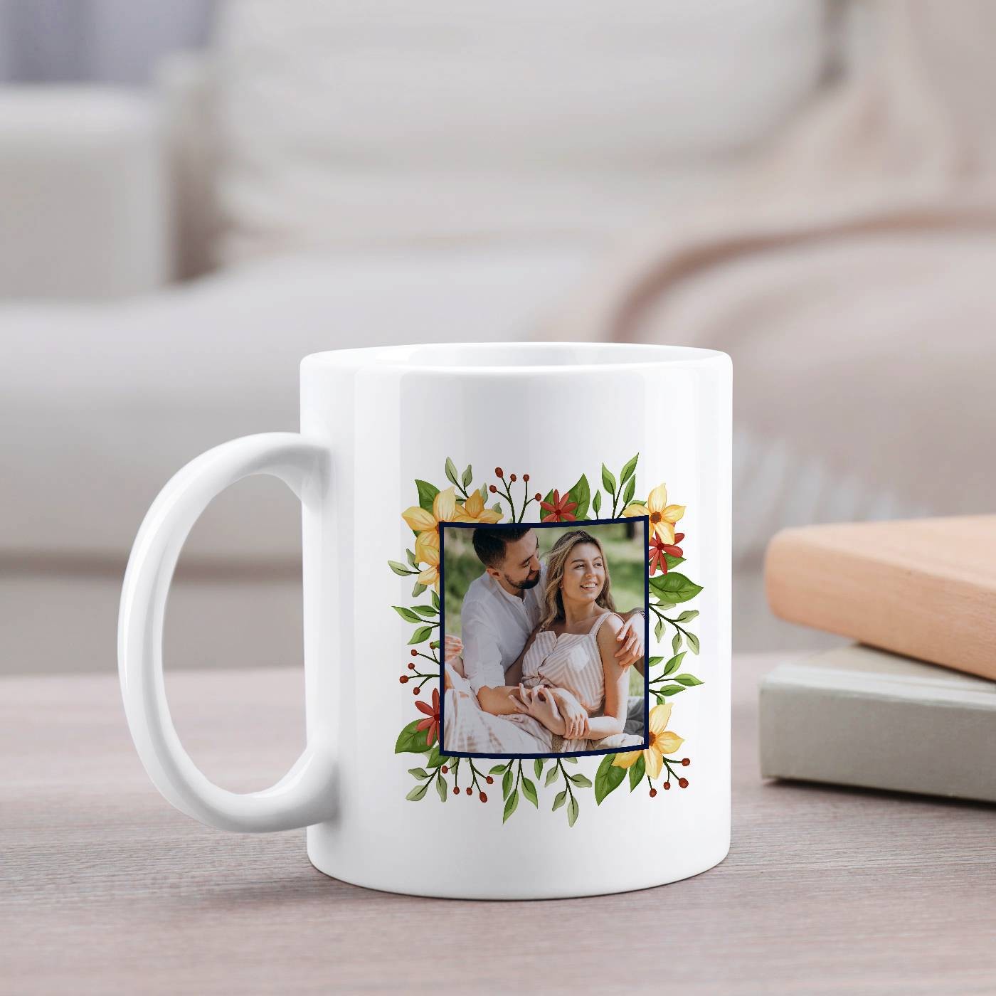 Mug de cerámica blanca Murrano con foto para el aniversario de mi esposa